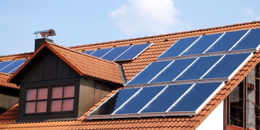 Solar PV system on the roof of the property